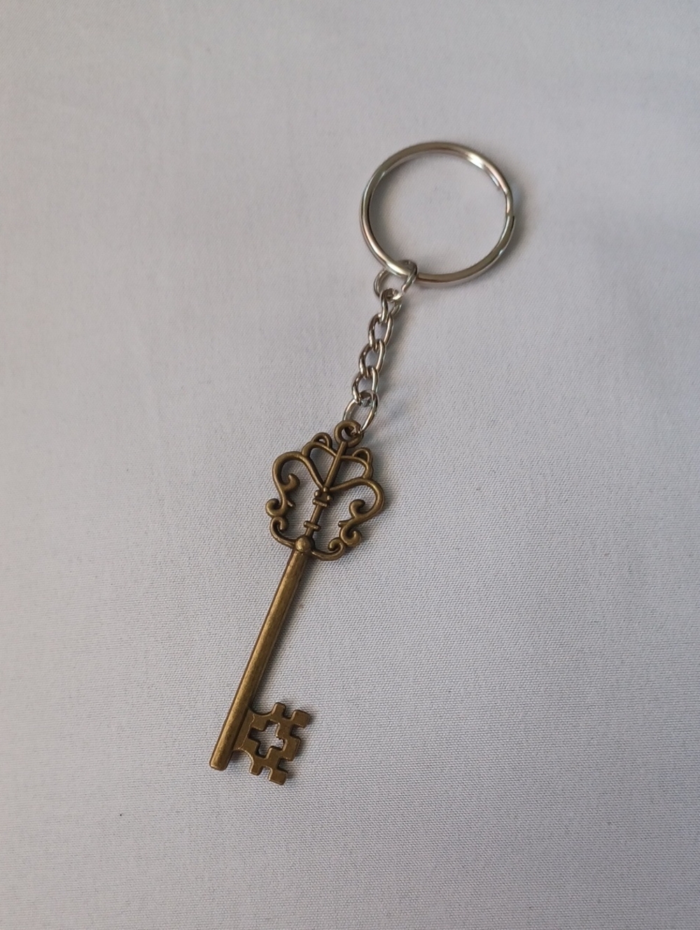 4/$60 New Antique Brass Key Charm Keychain